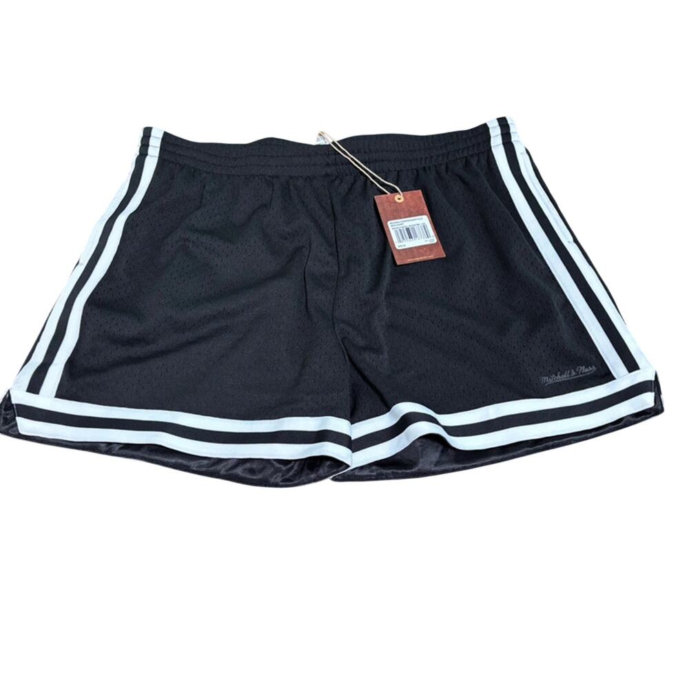 Womens Mitchell & Ness Branded Essentials Black Mesh Shorts 2XL XXL New NWT